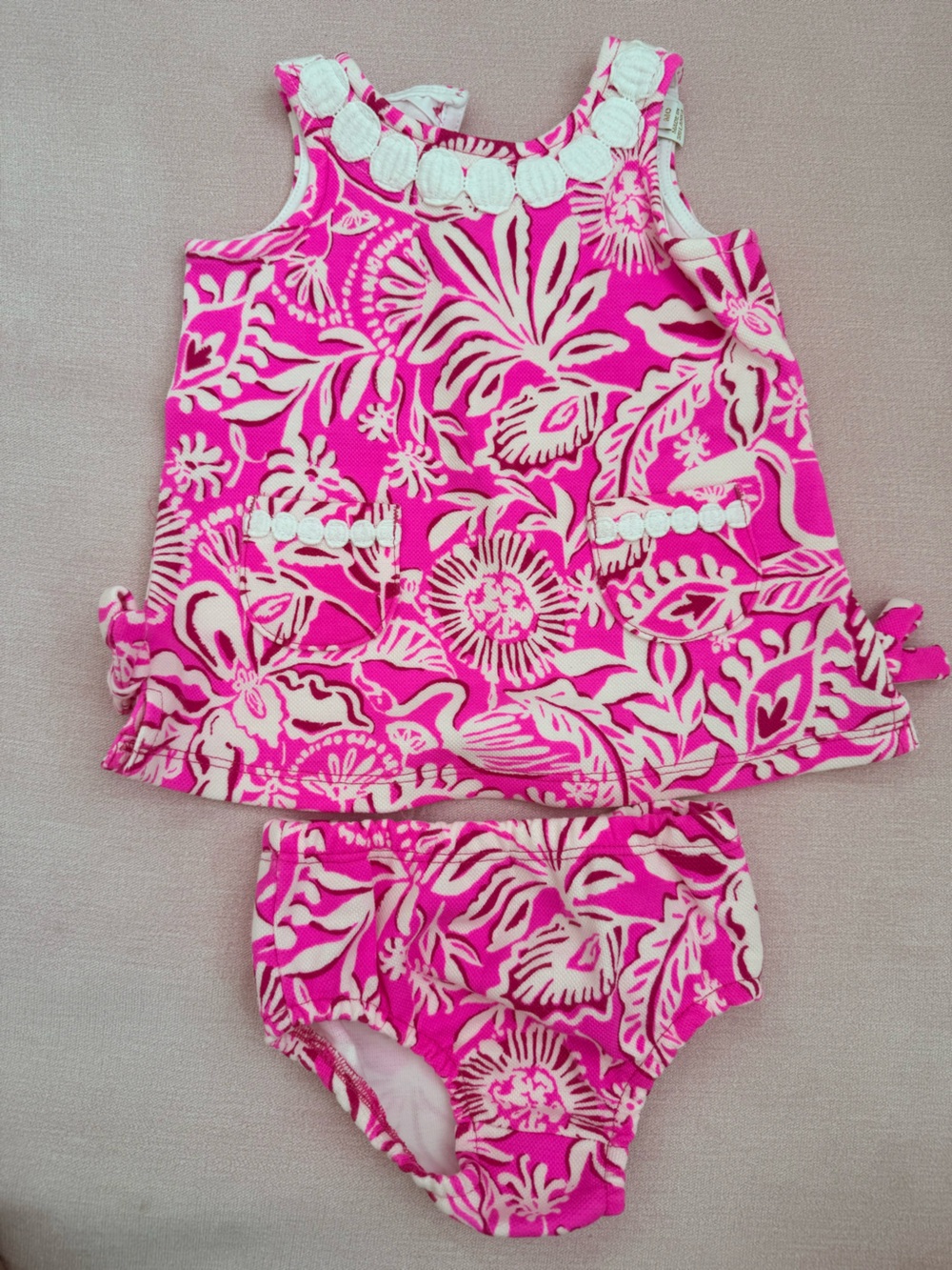 Lilly Pulitzer Pink and White Floral Tankini Set